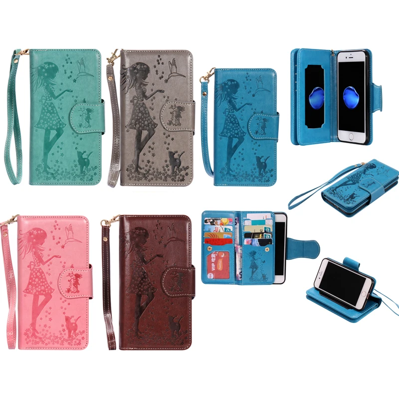 

PU Leather Flip Wallet 9 Card Slots Girl Soft Phone Silicone Cases Cover Shell Coque for SONY XZ XA Ultra C6 X Performance Z3 Z5