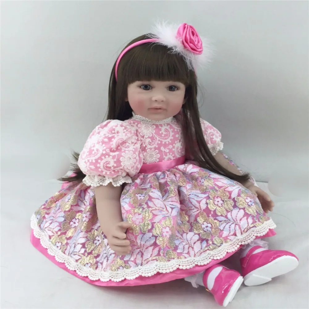 22 inch 55 cm Silicone baby reborn dolls, lifelike doll reborn babies toys Beautiful long hair girls Festival gift dolls