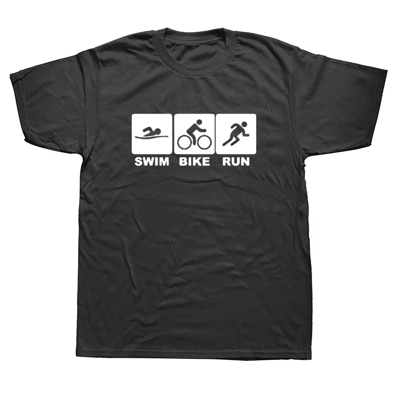 Triathlon T Shirt Men Swimmings Biking Runnings Funny Printed T Shirts