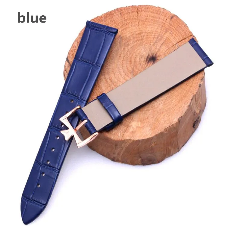 Durable Black/Blue/Brown/Red Genuine Leather Watchband 18-22mm Thin Calfskin Strap Pin Clasp Fit for Vacheron Constantin Watch