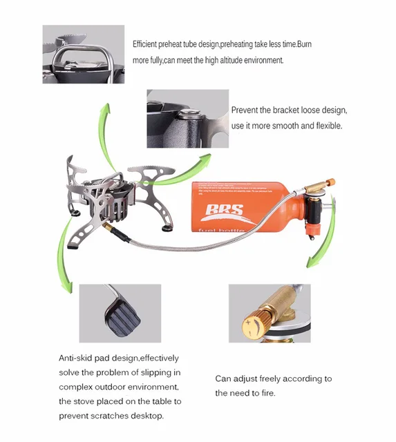 Borvat® Réchaud à gaz portable - Réchaud de camping - Comprend 8