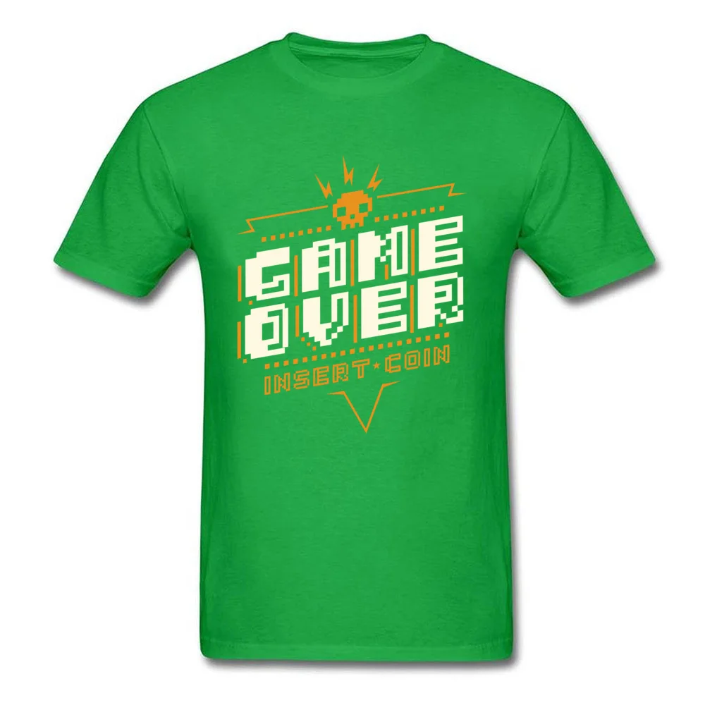 Game Over T Shirts Fitted Short Sleeve Geek 100% Cotton Fabric O-Neck Men Tops & Tees Printed T-shirts Summer Free Shipping Game Over green