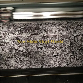 

Black White Sticker Bomb Car Wrap Car Body Vinyl For Car Decals Air Bubble Free