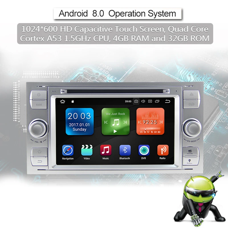 2 Din Car Multimedia Player Android 8.0 GPS Autoradio For Ford Transit 2004 to 2008 7 Inch HD Screen 4GB RAM Car DVD Player (8)