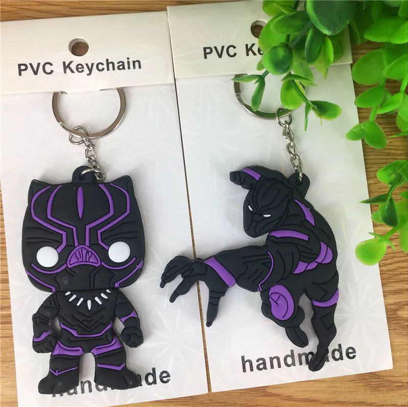

2019 Popular New Black Panther Keychain Cute Cartoon Pendant Soft PVC Key Chain 2 Styles Action Toys Gift key Ring Hot