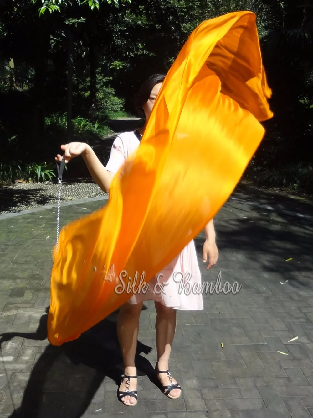 Простой orange,1 шт 2,3 м* 0,9 м(9"* 35") Съемный ручная роспись танец живота шелковая вуаль пой, настоящий цветастый шелк