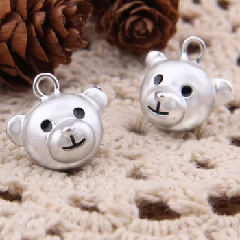 

Free Shipping 40pcs 18*18MM 3D Kawaii Animal Bear Pendant Charms Dull Silver Tone Cute Metal Jewelry Floating Earring Charms