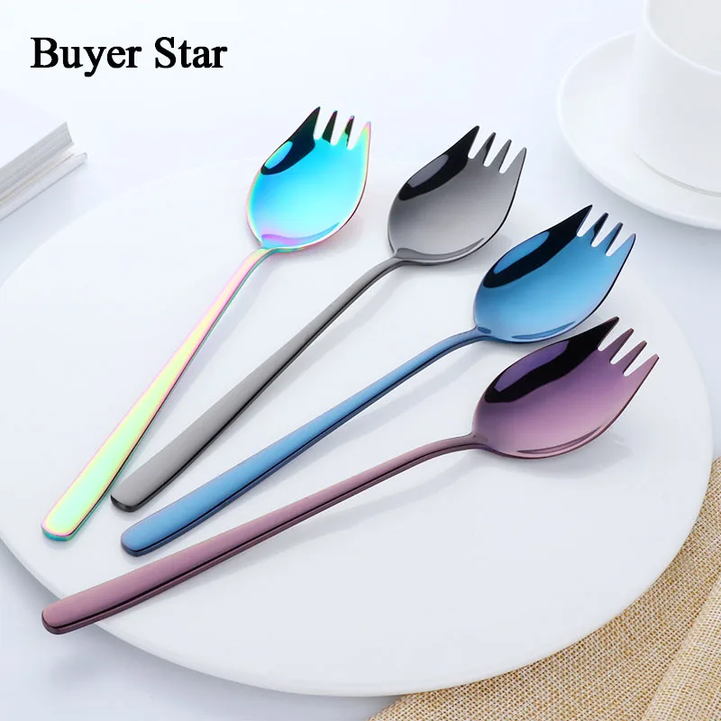 

Buyer Star 18/10 Stainless Steel Sporks for Everyday Household Use Ice Cream Spoon & Salad Forks Fruit Appetizer Dessert SUS304