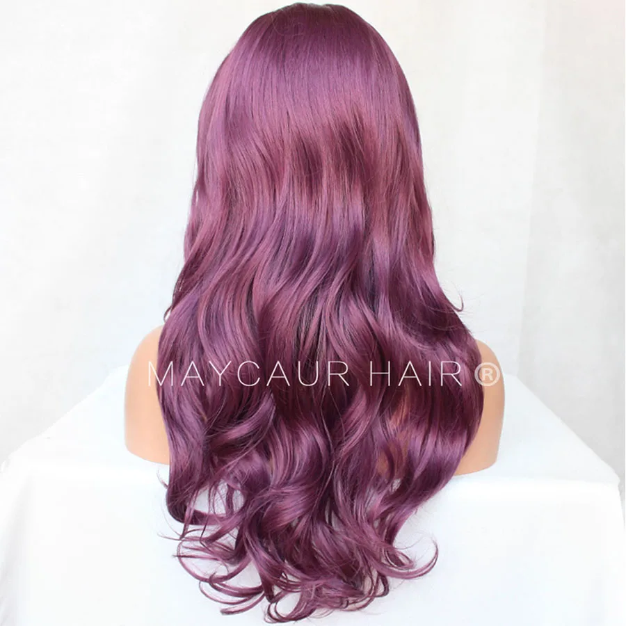 _0017_Maycaur Body Wave Wigs Fashion Purple Color 180 Density Long Wave Synthetic Lace Front Wigs For Black Women Gluele