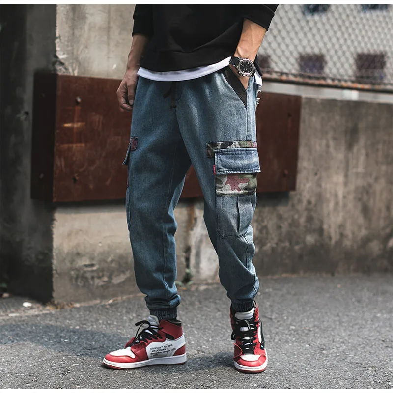Новое поступление, винтажные мужские джинсы карго с несколькими карманами, Осенние уличные модные повседневные джинсы, Мужская Уличная одежда