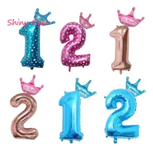  One Year Old Birthday two Year Girl Boy Balloons Kids 1st 2st Birthday Balloon Foil Number Ballon Baby Shower Child Favo Gift