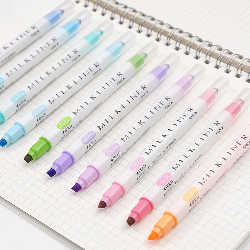 DINGYI 12 шт. Kawaii японский канцелярские Milkliner маркеры двуглавый флуоресцентная ручка Пастель цветной маркер для школы