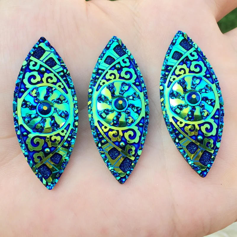 

8pcs Crystal AB Horse Eye Rhinestones Big Resin Stones Flatback Strass Appliques for DIY Clothes Jewelry -S591