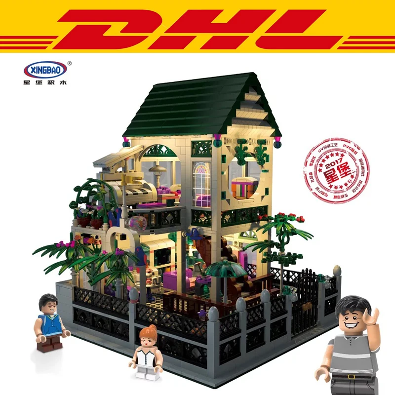 

2019 New XingBao 01202 1500Pcs villa Series USB LED Romantic Heart Model Building Kits toy Blocks Bricks Compatible Toys Gift