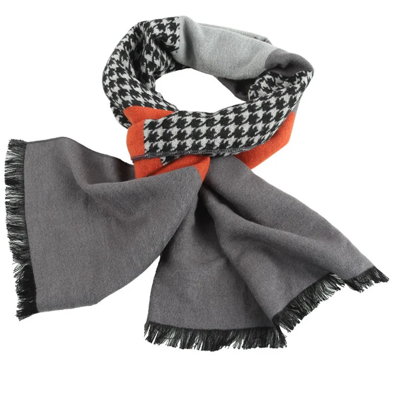 mens white scarf leo anvi brand designer Winter scarf for men warm Soft  Houndstooth Tartan Jacquard fashion Scarfs gift Men Business Scarf men's scarves & shawls