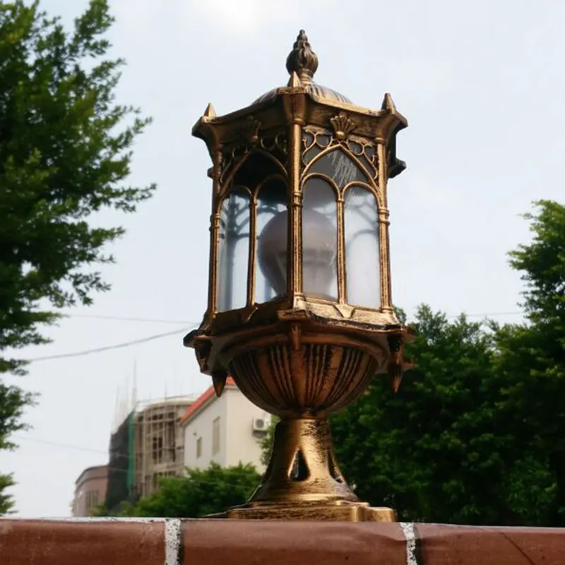 Europe Wall column light outdoor pillar lamp garden step corridor street garden fence post lights retro chapiter lamps
