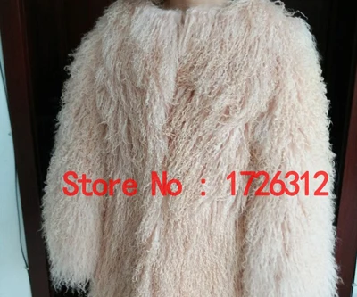 Женское натуральное монгольское овечье меховое пальто, натуральная средняя длина, Пляжная шерстяная меховая верхняя одежда, зимняя куртка, женское меховое пальто - Цвет: Flesh pink