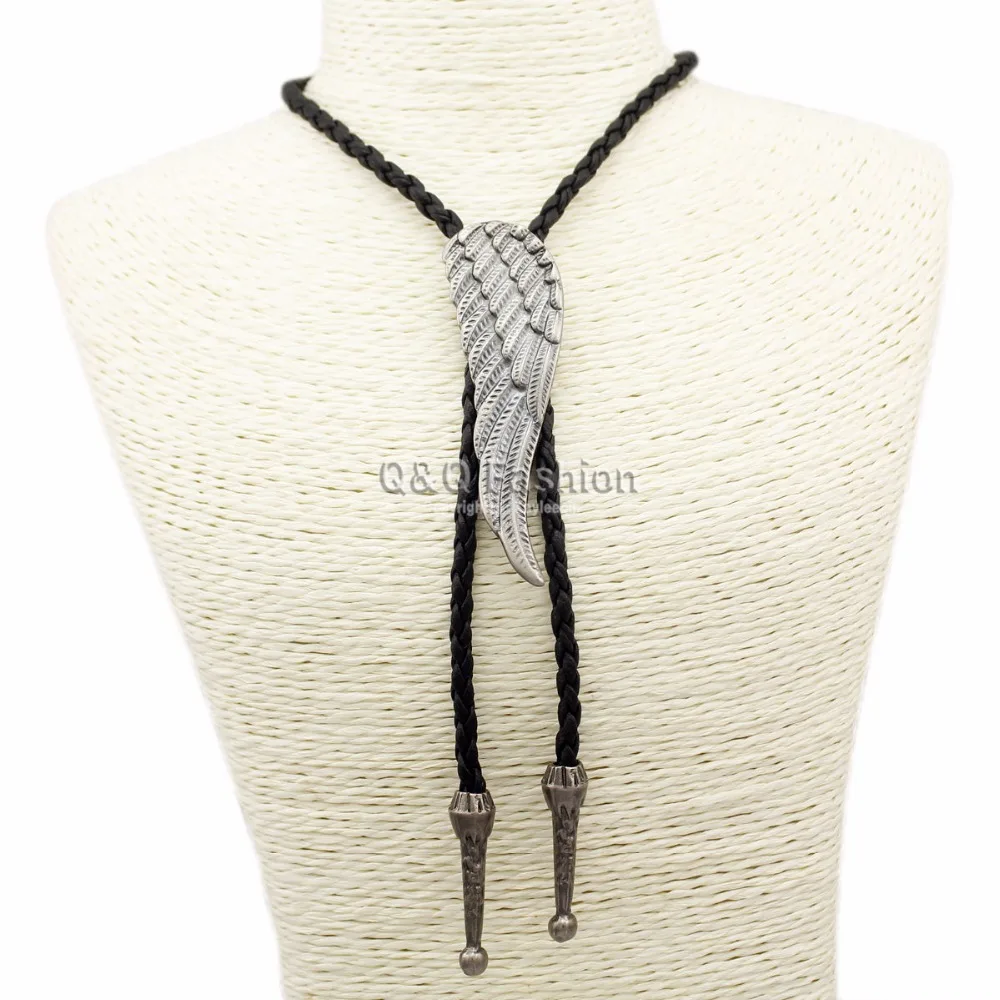 В западном стиле ретро серебряный Крыло ангела-хранителя Leather Rodeo Боло Bola галстуком-бабочкой ожерелье с галстуком для Для мужчин Gravatas Corbata Borboleta