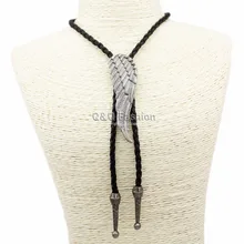 В западном стиле ретро серебряный Крыло ангела-хранителя Leather Rodeo Боло Bola галстуком-бабочкой ожерелье с галстуком для Для мужчин Gravatas Corbata Borboleta