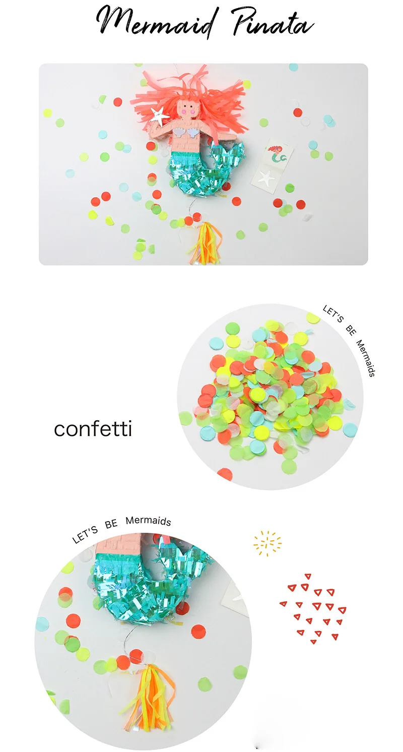 Русалки пиньята вечерние тема милый давайте быть Русалка Заполняемые конфетти Бумага пиньята девушка День рождения украшения Детские принадлежности
