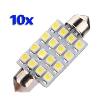 

TOYL 10*42mm 16 LED Car Interior White SMD 3528 Dome Light Lamp Bulb 211-2 578 212-2