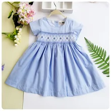 Летнее жатое платье для девочек, платье для маленьких девочек, одежда для маленьких девочек, праздничные платья с вышитыми цветами для девочек, одежда для девочек, праздничное платье принцессы, G111
