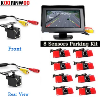 

Koorinwoo Dual Core Parking Sensors 8 Assistance Car Mirror Monitor Reverse Radar Alarm Front Camera Car Rear view camera Blind