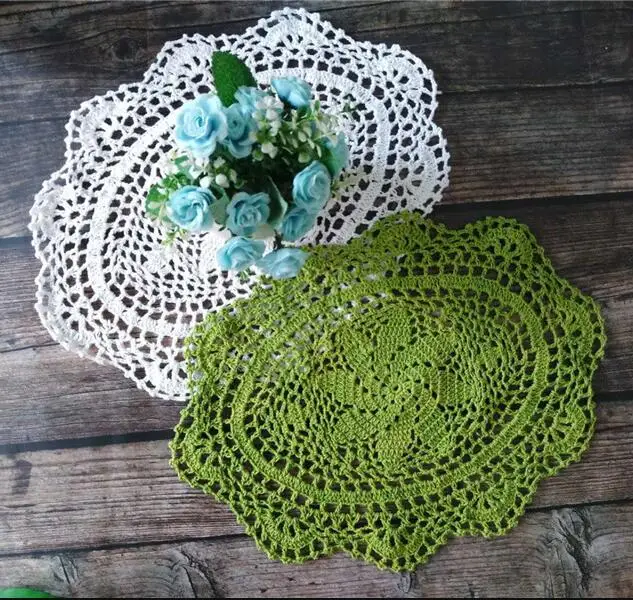 

New Decor Party Wedding Christmas Placemats Cup Mat Mug Pad Coasters Crochet Place Mat Doily Table 34x23cm Modern Oval Placemat