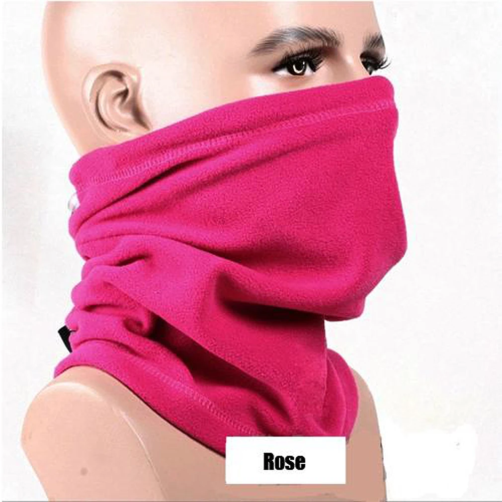 

3-IN-1 Fleece Neck Warmer Snood Scarf Hat Unisex Thermal Ski Wear Snowboarding - Rose