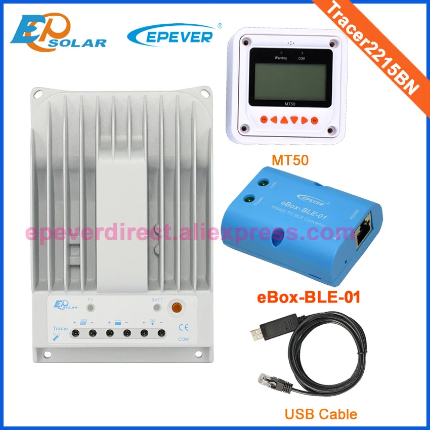 

bluetooth eBOX MPPT Solar controller 20A USB cable PC connect Tracer2215BN Solar Battery Charger MT50 Meter remote 12V/24V