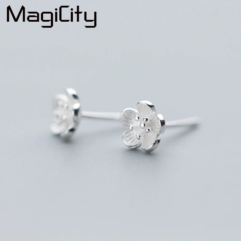 

Exquisite 100% 925 Sterling Silver Geometric Cherry Flower Stud Earrings for Women Girls Brincos Fashion Jewelry Bijoux Gift
