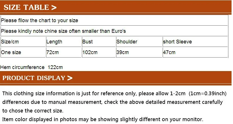 shirt A24-size table