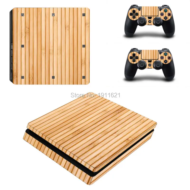 

OSTSTICKER Wood Grain Sticker Cover Protector Skin for Sony PS4 Slim Console and For PS4 Slim Controller Games accessories