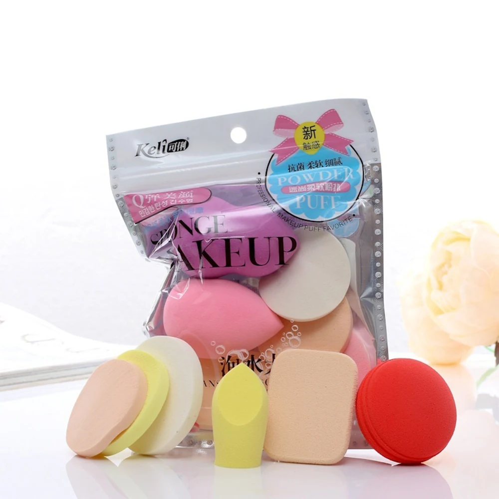 

6PCS/Set Random Color Facial Powder Puff Sponge Applicator Face Foundation Makeup Tool Wet &Dry Dual-Use Facial Claening Makeup