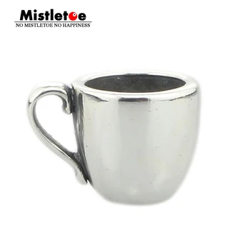 

Genuine 925 Sterling Silver Coffee Cup Charm Bead Fits European Troll 3.0mm Bracelet Jewelry