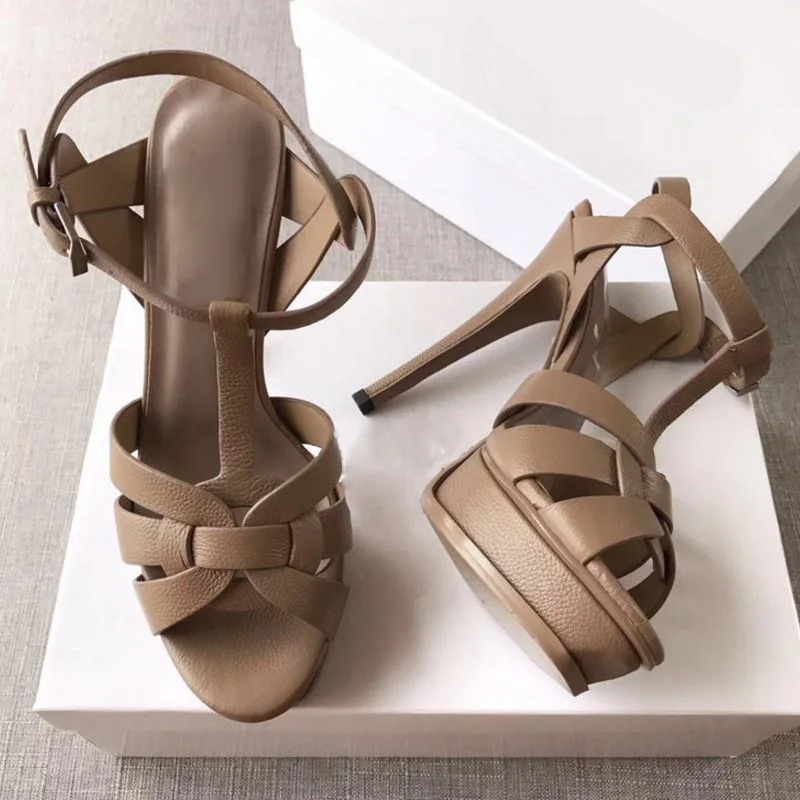 Coolcept/Новинка; Летние босоножки из натуральной кожи; женские туфли на очень высоком каблуке 14 см и платформе; модные вечерние туфли; женская обувь для клуба; размеры 34-41 - Цвет: Ivory heel 10cm