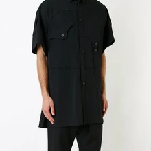 S-5XL! новая мужская одежда модный стилист волос Корейский Подиум Стиль Улица короткий рукав рубашка плюс размер певица костюмы