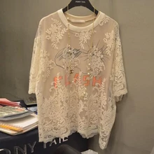 2017 Summer New Letter Print T-shirts for Women Loose Gauze Patchwork Two Pieces Suit Female Casual Fashion T Shirt Ladies Tops