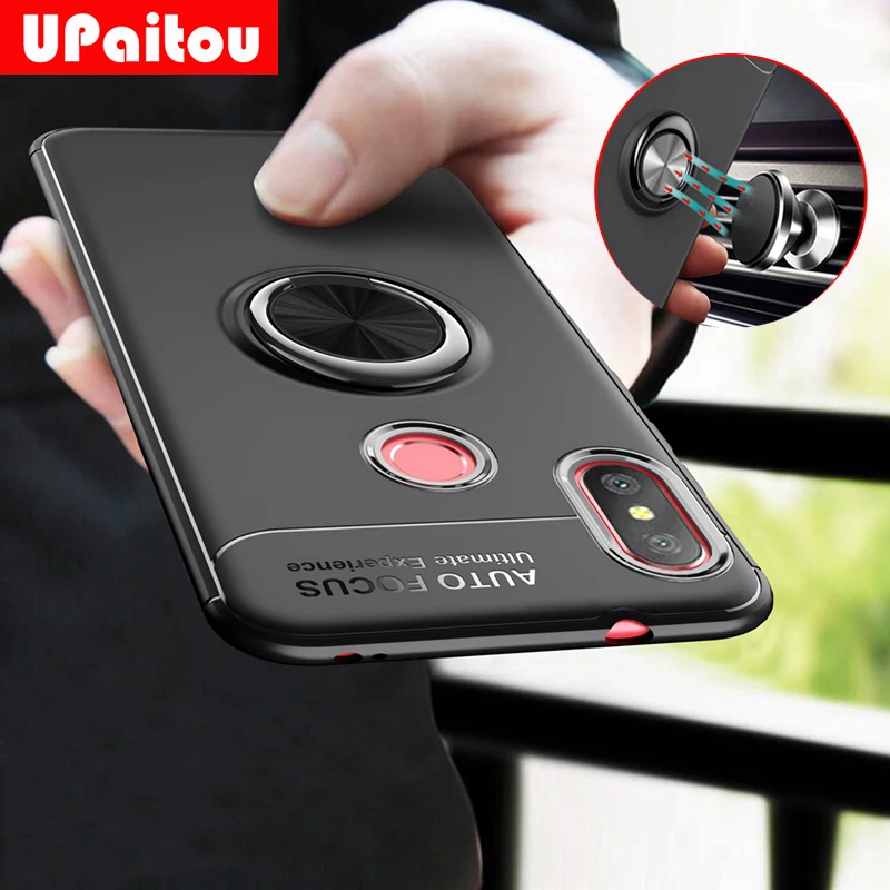 

UPaitou Car Holder Case for Xiaomi Redmi 6 Pro Back Cover Ring Holder Stand Magnetic Suction Bracket Case For Redmi 6Pro Cover