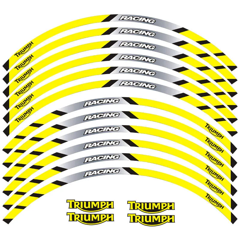 Новинка, высокое качество, 12 шт., подходит для мотоцикла, наклейка для колес, в полоску, светоотражающий обод для TRIUMPH - Цвет: 2