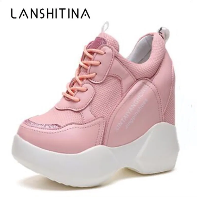 

2018 New Casual Women Shoes Height Increasing Ladies Shoes Mesh Breathable Platform Shoes Wedge Flat Female Shoes White Sneakers