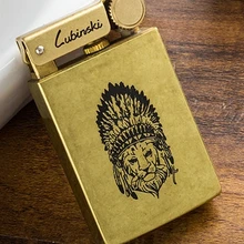 Смотреть видео HZJ 60*36*10 мм 10003 LUBINSKI латунь 60 г голова льва Ретро Винтаж трубы зажигалка масло колесо с оригинальной коробкой