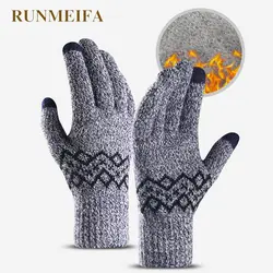 2019 Новые Вязаные перчатки с сенсорным экраном осень-зима толстые теплые мужские перчатки для верховой езды на открытом воздухе с вышивкой