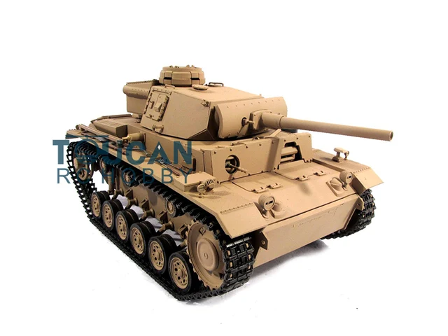 100% Metal Mato 1/16 Panzer III RC Tank Infrared Barrel Recoil Yellow Painted KIT RTR  Model 1223 TH00659 1
