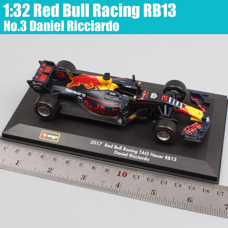 Veículos de Brinquedo em Miniatura Bburago Bull Racing Rb13 n° 3 Daniel 33 Diecasts Racer & Modelo Escala Carros Crianças 1:32 Red 4 Carrinhos de brinquedo e de metal