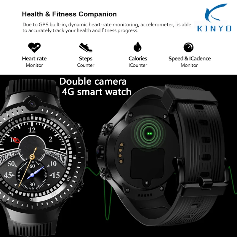 

4G Smart Watch Android 7.1 With Double 5MP Camera GPS 1.4 inch AMOLED Screen 530Mah Battery Sports Business Strap For Men Gifts