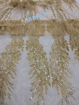 

embroidery african tulle mesh fabric yaking-111669 with glitter sequins glued for party dress