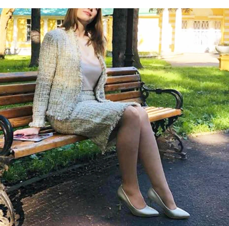 Women's skirt suit Professional tweed jacket + skirt 2020 spring / autumn / winter women's jacket ladies 2 piece skirt suit