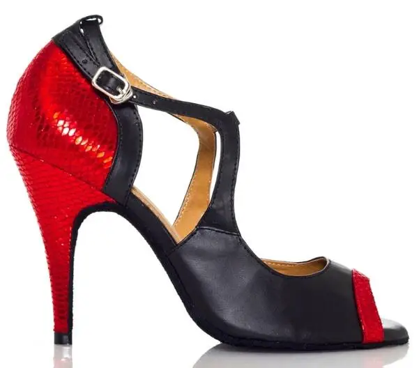 Обувь для бальных танцев сальсы обувь для латинских танцев Женская Обувь для бальных танцев обувь для джаза Лидер продаж Туфли-лодочки Красного/золотого цвета мягкие JuseDanc - Цвет: red heel 6cm