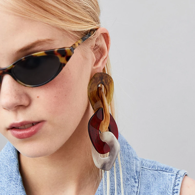 

JURAN Fashion Jewelry Exaggerated Boho Circles Earrings Women 2018 Hot Design Big Resin Long Drop Earrings Statement Brincos